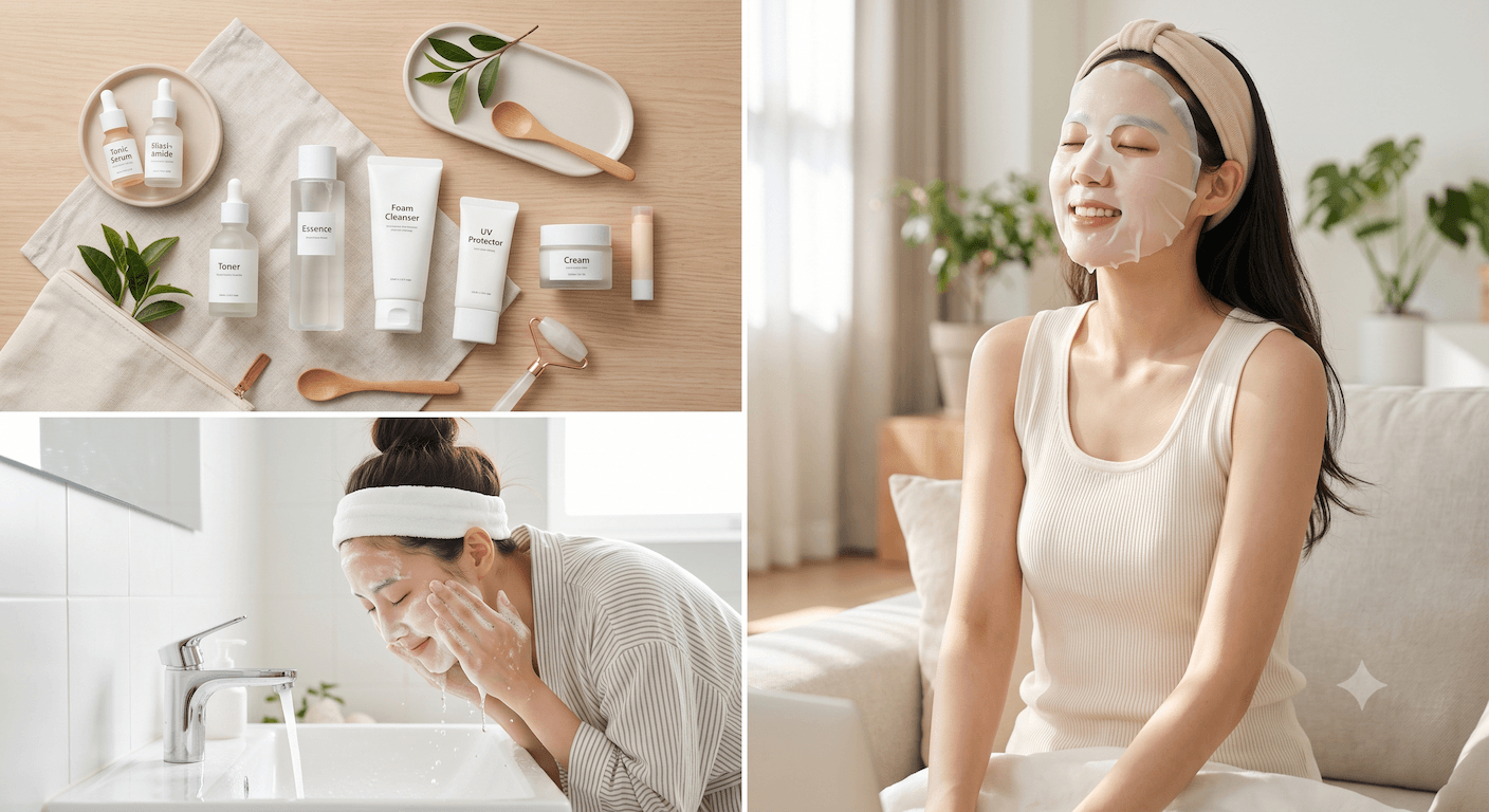 Diagram illustrating the 10-Step K-Beauty Skincare Routine