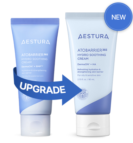 Aestura Atobarrier 365 Hydro Soothing Cream 80ml tube packaging on clean background