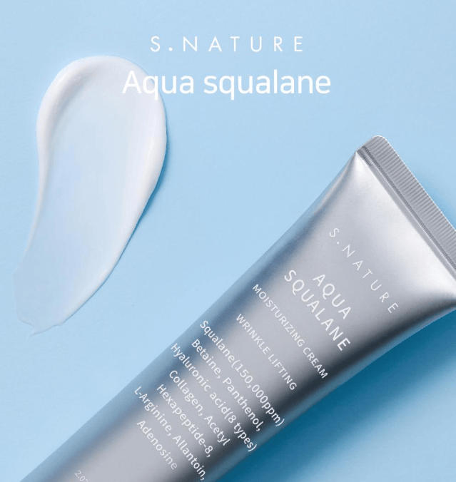 The elegant tube of S Nature Aqua Squalane Moisture Cream on a clean vanity