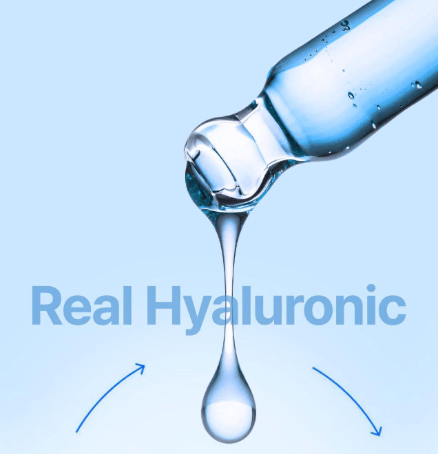 Texture demonstration of the watery clear Wellage Real Hyaluronic Blue 100 Ampoule on skin