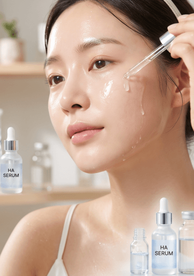 Hydrating skincare drops containing Hyaluronic Acid and Niacinamide active ingredients