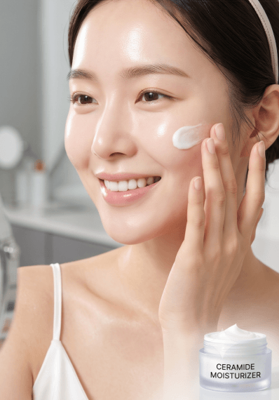 Clear glowing glass skin texture from Hyaluronic Acid and Niacinamide skincare routine