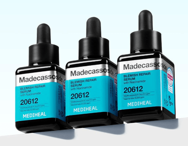 Mediheal Madecassoside Blemish Repair Serum bottle on Olive Young shelf