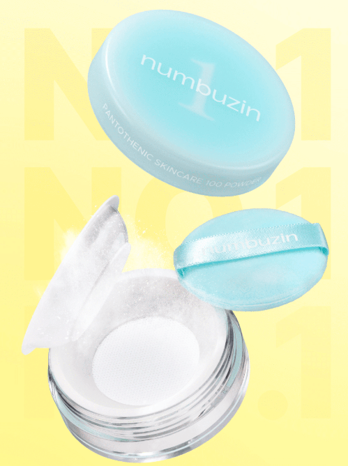 Micro fine texture of Numbuzin No.1 Pantothenic B5 Active Soothing Blur Powder on cosmetic puff