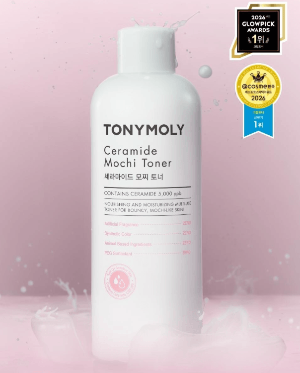 TONYMOLY Wonder Ceramide Mochi Toner 500ml bottle for deep barrier hydration and glass skin