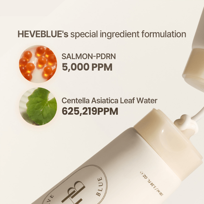 HEVEBLUE Salmon Caring Centella Cream 100ml tube for skin barrier recovery and soothing hydration