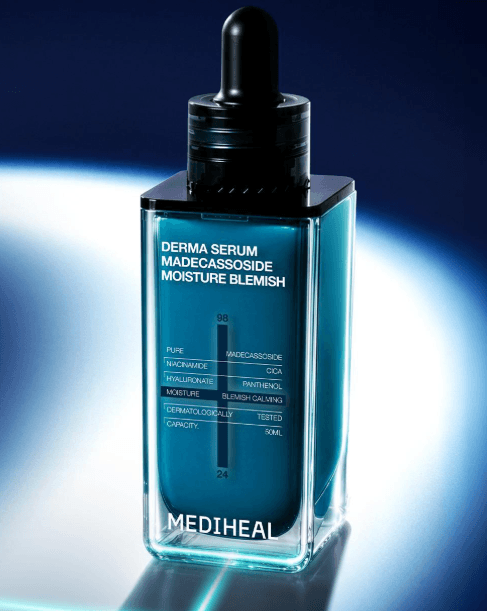 MEDIHEAL Derma Serum Madecassoside Moisture Blemish official product bottle and refill cartridge